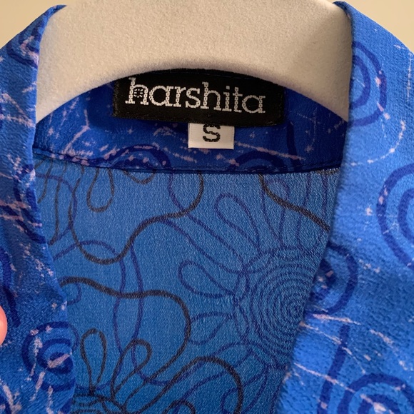 Harshita Water Flora Silk Button Down Blouse - Picture 14 of 15
